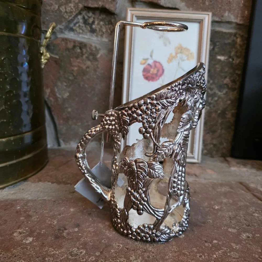 Vintage Godinger Bacchus Silver Plated Wine Bottle Holder Grapevine Decanter